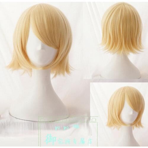 Anime Character Cosplay Wig Halloween Carnival Unisex Short Gold Natural Straight Wig Heat-resistant Synthetic Fiber Wig