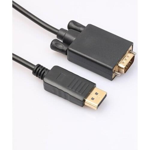 500pcs Thunderbolt DP to VGA Converter Black New 1.8M 6ft D SUB Cable Adapter HDTV Displayport Connectors Cable