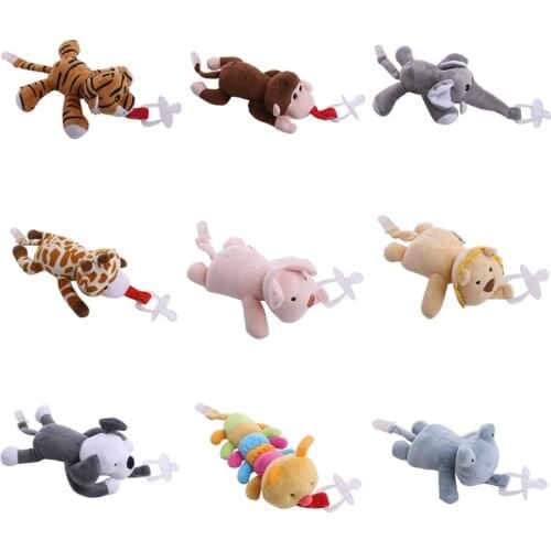 Detachable silicone nipple baby clip suspension type plush animal anti dropping Pacifier Baby carriage hanging appease the toy
