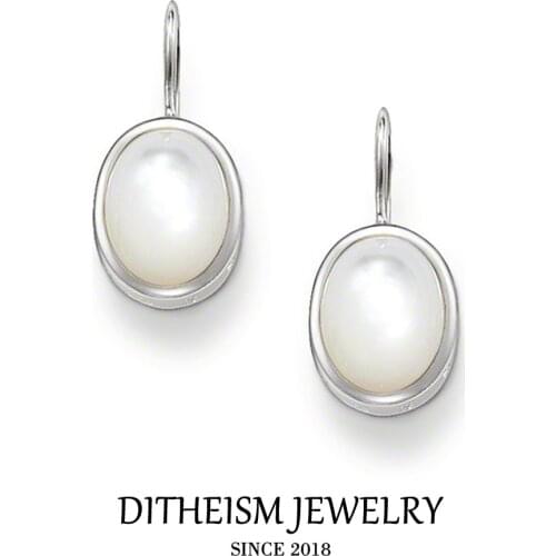 White Oval Opal Swan Neck Drop Earrings, 2018 New Fashion Jewelry Romantic 925 Sterling Silver Gift For Women