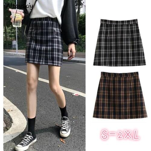Skirts Womens Spring Summer Plaid High Waist Slim Bodycon Mini Preppy Style Daily A-line Casual Chic Harajuku Retro Students New