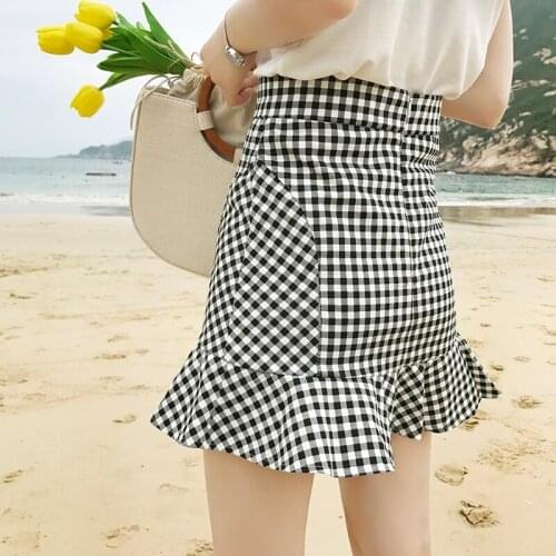 Casual Pleated Skirt 2021 Summer New High Waist Bag Hip Skirt All-match Solid Color A-line Short Skirt Ruffled Mini Skirt Skirt