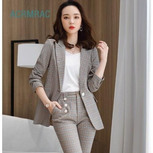 Women suits Long sleeve jacket pants Office Lady Formal Work clothes women pants suits woman set suits A037