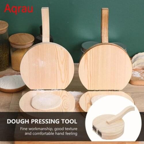 1pc Wooden Mini Dough Pressing Tool Dumpling Wrapper Presser Skin Press Tool Making Kitchen Cooking Gadget Baking Pastry Tool
