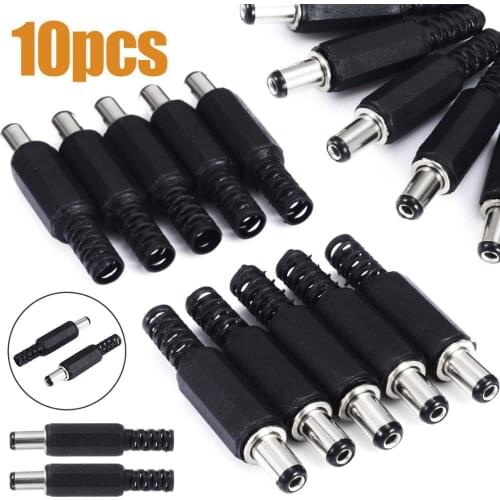 10pcs Male / Female DC Power Jack Plugs Socket Adapter Connector DC Plugs for Socket Repairs Tool 2.1mm x 5.5mm