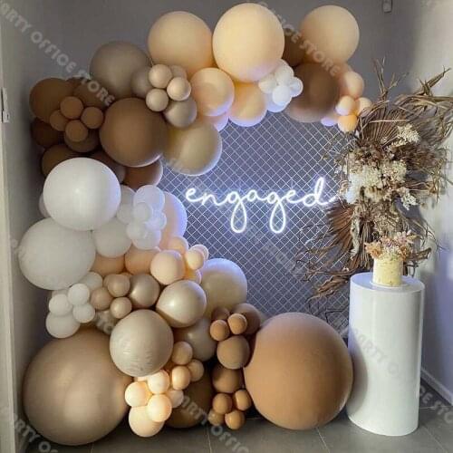 112pcs Blush Coffee Matte White Balloon Arch Garland Kit Wedding Supplies Valentines Day Anniversary Birthday Party Decoration