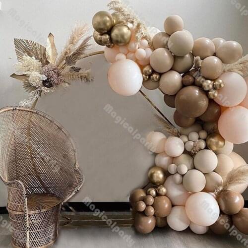 116pcs Coffee Doubled Apricot Cream Peach Balloon Garland Chrome Gold Birthday Party Kit Baby Shower Gender Reveal Decorations