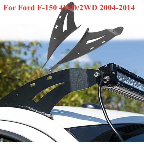 2pcs Upper Windshield 50"-52" Straight LED Light Bar Mount Brackets Work Light Holder Kit for Ford F150 4WD/2WD 2004-2014
