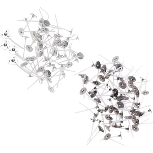 200Pcs 3.5/3.0cm Pre Waxed Candle Wicks With Sustainers For Making Tea Light Candles DIY Cotton Coreless Candle Making Material
