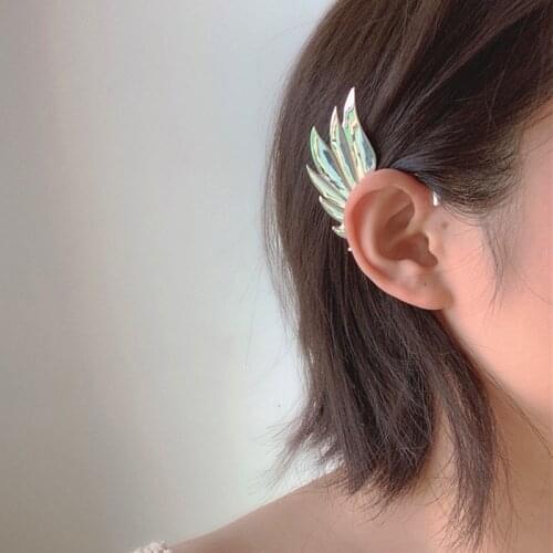 2020 New Fashion Metal Feather Wing Ear Clip Ladies Piercing Earrings For Women Girl Jewlery