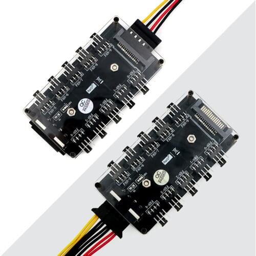 Fan HUB Adapter 4Pin Molex or SATA 15Pin Power Connector CPU Cooler PC Chassis Case Cooling Fan Splitter 3 pin 4 pin Fan Adapter