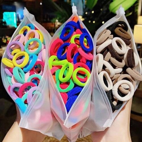 Children 50pcs/100pcs Set Colorful Nylon Small Elastic Hairbands Girls Ponytail Holder Scrunchies Headband Kids Hair Accessories