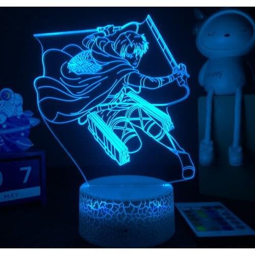 Anime Attack on Titan Nightlight Levi Ackerman Figure 3D LED Lamp for Bedroom Decor Bedside Lamp Kids Gift Table 3d Lamp AOT