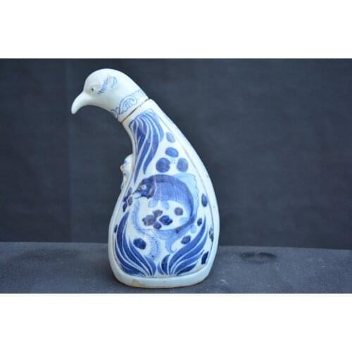 Antique YuanDynasty porcelain vase,white and blue,Eagle & Fish,Hand-painted crafts,Collection&Adornment