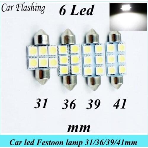 Car Flashing 50 Pcs Car Festoon 9SMD 9 Led 5050 led festoon 31mm 36mm 39mm 42mm LED Festoon light Interior Dome Lamp Bulb White