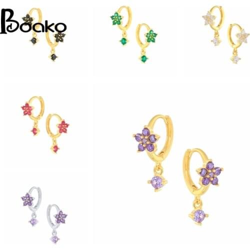 BOAKO Colored Petals 925 Sterling Silver Earrings For Women Earrings Dangle Gold Jewelry Ear Piercing Unusual 2021 Trend