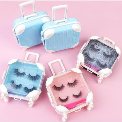 10pcs false eyelashes packaging box pink luggage lashes suitcase mink lashes packing fluffy and curly case empty