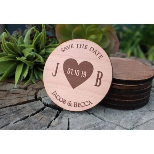Wood Save the Date Magnets - Wedding Favor - GIft Tag - Laser Cut Wedding Display