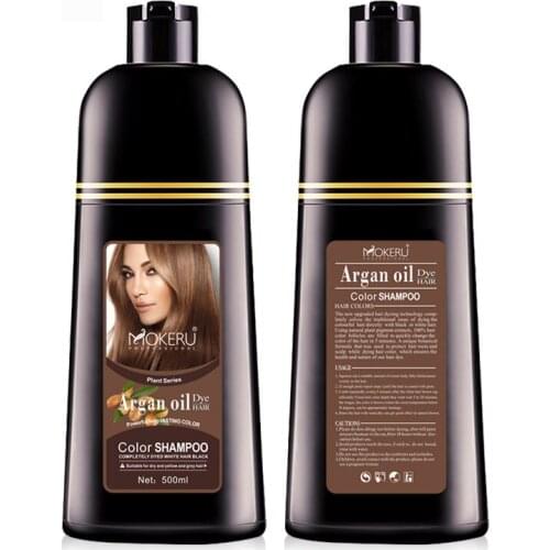 500ml Natural Argan Oil Essence Instant Hair Dye Shampoo Instantly Hairs Color Cream Cover Permanent Coloring Shampoos Women