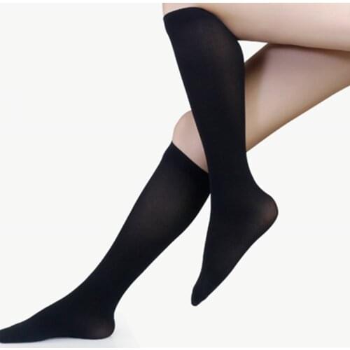 1PC New Women Lower Knee Socks Thigh High Stockings Opaque Warm Japanese School Student Black Stripe Long Sock Hot Sale