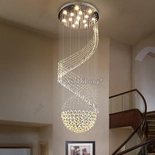 1PCS Crystal Room Lights K9 Spiral K9 Crystal Chandelier European Modern Creative LED Chandelier Lamp Hotel Villa GF422
