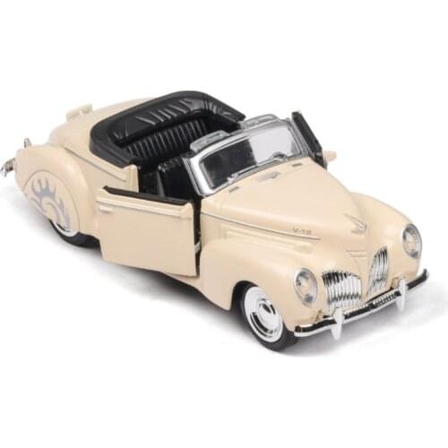 1: 38 Lincoln Convertible Classic Car With Sound And Light Simulation Alloy Childrens Toy Model Boys Birthday Gift Beige car