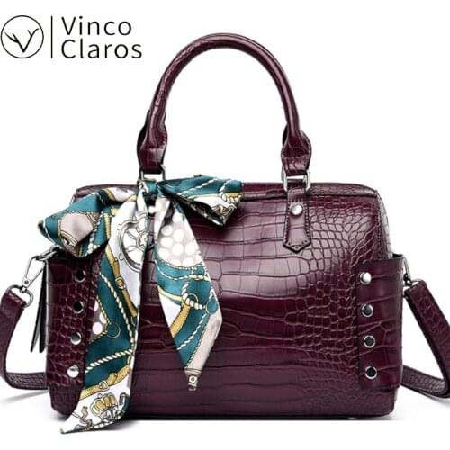 Classic Barrel-shaped Scarf Alligator Shoulder Bag PU Leather Multi-pockets Large Capacity Luxury Handbags Designer Purses Women
