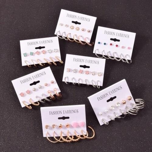 Earrings Set Pendientes Mujer Hoop Earrings For Women 2021 Fashion Trendy Flower Pearl Earring Charms boucle oreille femme