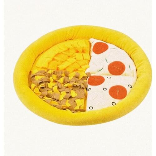 Pizza Pet Sniffing Mat חתולים Small Dog Cat Toy Training Blanket Decompression Slow Food Puzzle Blanket Washing Large Dog Bed