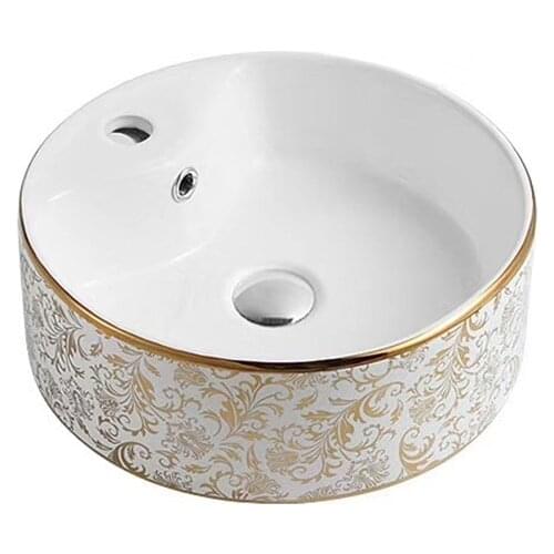 Round White Ceramic Washbasin Bathroom Wash Basin Sink Bath Combine