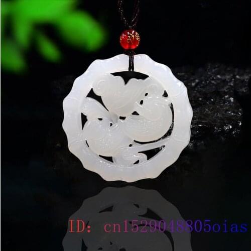 Jade Bird Pendant Carved Double sided Lovebirds White Jadeite Jewelry Chinese Amulet Necklace Gifts Fashion Natural Charm