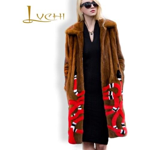 LVCHI mink coat Coral snakes Russia classic mink Wholesale Natural fur coats vintage fur Warm mink fur coat noble Jackets women