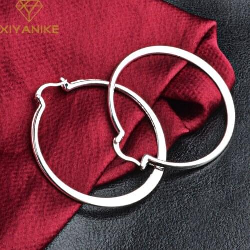 XIYANIKE 925 Sterling Silver Fashion Simple Round Stud Earrings Prevent Allergy for Women Geometric Handmade Party Jewelry Gifts