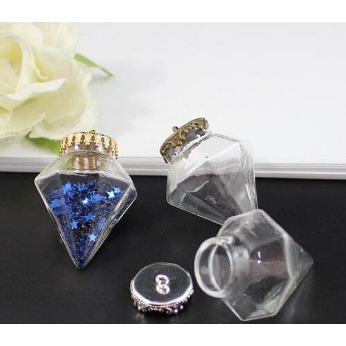 4PCS hollow glass Globe with Metal cap set glass bottle globe jewelry findings DIY Pendant Charms