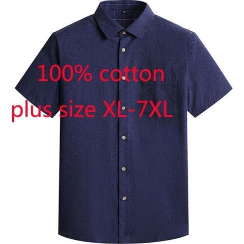 New Arrival 100% Cotton Spring Autumn Summer Short Sleeve Super Large Plaid Casual Shirts Casual Plus Size XL2XL3XL4XL5XL6XL7XL