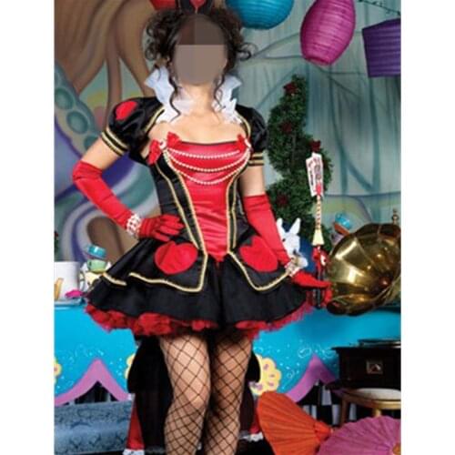 New Arrival Queen of Heart Cosplay costume fancy dress sexy deluxe princess costume Female queen halloween Party Dresses
