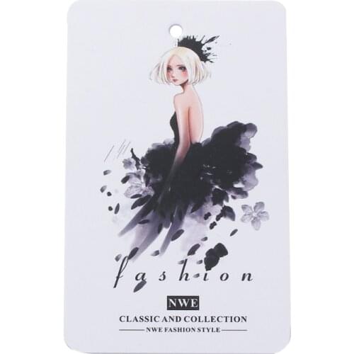 New Fashion Label Tags Paper Garment White Girl Pattern Clothing Accessory Decor， 9x5.5cm，10PCs