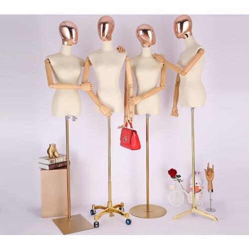 New Style Hot Sale Dressmaking Model Female Fabric Mannequin With Golden Head Hot Sale