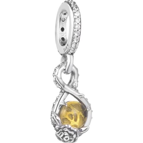 Original 925 Silver Charms Belle Infinity & Rose Flower Pendant Fits European Beaded Bracelets Woman DIY Fashion Silver Beads