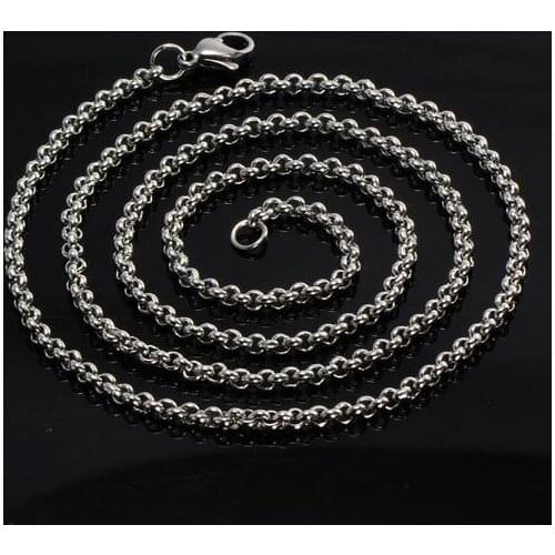 On sale 10pcs in bulk Stainless Steel Fashion Round Rolo Link Chain Necklace Thin 3mm 18.6