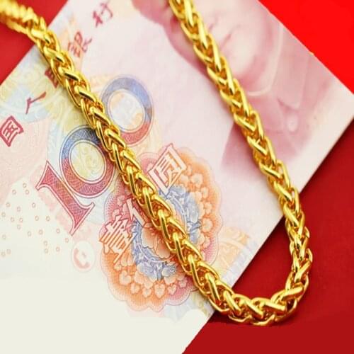 Plated gold necklace Men Domineering Simulation of 24k gold chain Bold sand gold Durable not fade jewelry