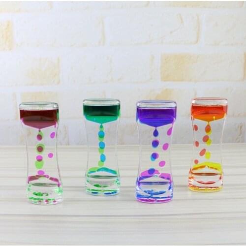 Double Color Sand Hourglasses Colorful Liquid Timer Anxiety Relief Liquid Motion Timer Bubble Timer Oil Hourglaslock Home Decor