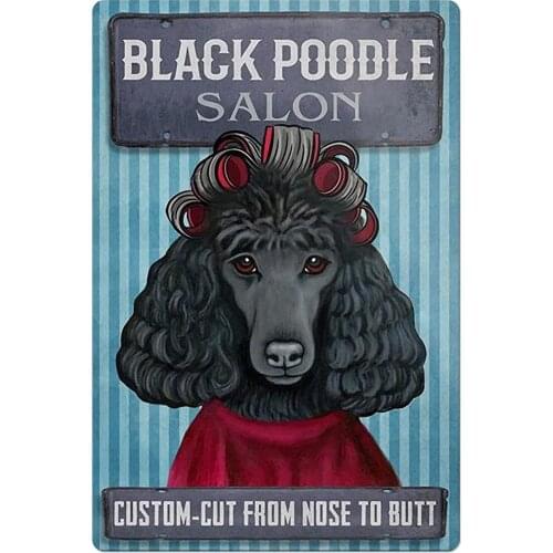 Black Poodle Salon Poster Metal Tin Sign,Custom Cut from Nose to Butt,Aluminium Tin Signs Home Garage Bar Sign Man Cave Decor