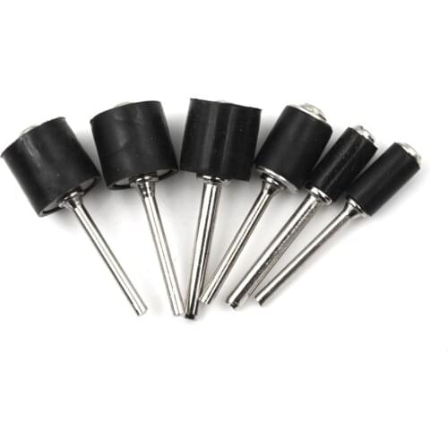 6Pcs Rubber Mandrel 1/8 1/4 inch Grinder Drum Sanding Sandpaper Circle Kit Polishing Nails For Rubber Drum Mandrel