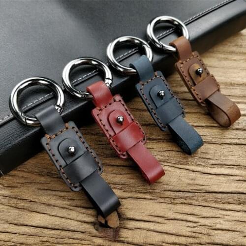 Pure Manual Genuine Cow Leather Creative Car Keychain For Skoda Cow Leather Hanging Waist Car Key Chain Keychain Car Parts