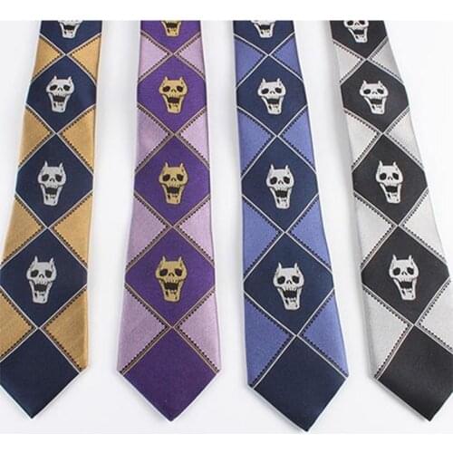 JoJo Bizarre Adventure Cosplay Skull KILLER QUEEN Kira Yoshikage Props Neck Tie Japanese Anime Adult Polyester Women Men