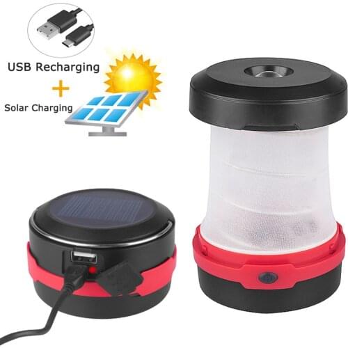 Foldable Lantern Camping Light Solar Emergency Lamp Tent Flashlight Camping Light Solar Lantern USB Camping Lamp Led Rechargable