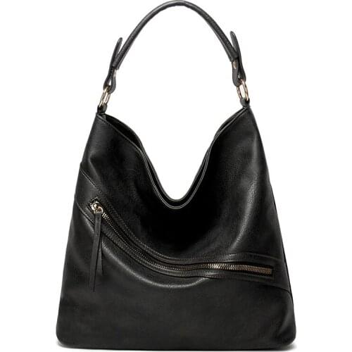 Black Armpit Shoulder Bag Green Retro PU Leather Women Hobo Large Capacity Vintage One Single Shoulder Handbag Red Zipper Tote