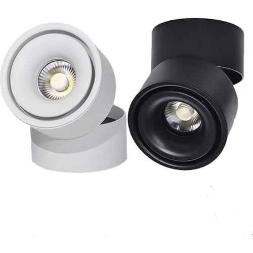LED Indoor Ceiling Spotlight 360°Adjustable Surface Mounted COB Lighting 7W 10W 12W Ceiling Downlight Aluminum Bedroom Wall Lamp
