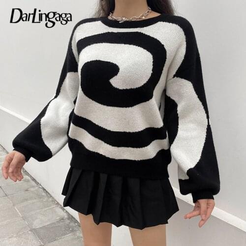 Darlingaga Fashion Paisley Autumn Winter Sweater Women Casual Loose Y2K Pullover Jumpers Aesthetic Knitted Sweaters Harajuku New